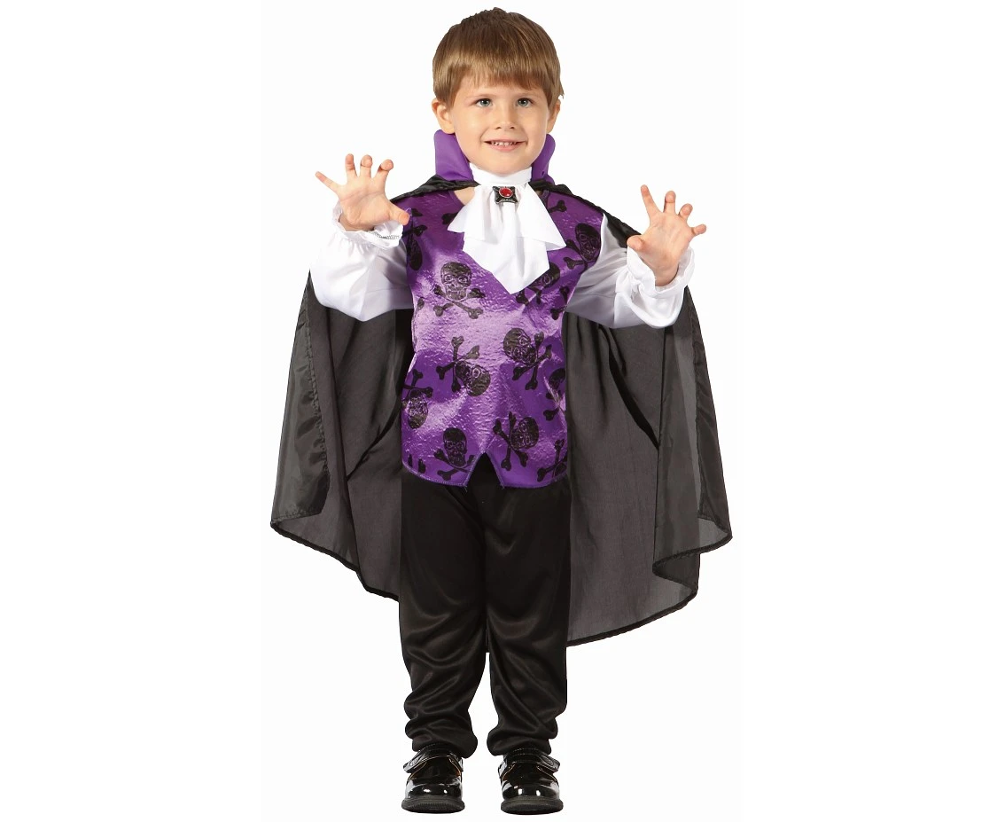 Role play-set for child Purple Vampire (shirt with vest, cape, jabot), size 92/104 cm